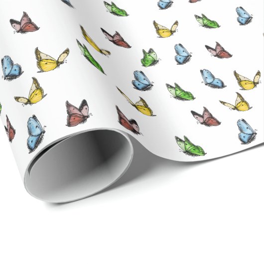 Fijne Whimsical Rustic Butterfly Summer Cadeaupapier (Rol Hoek)