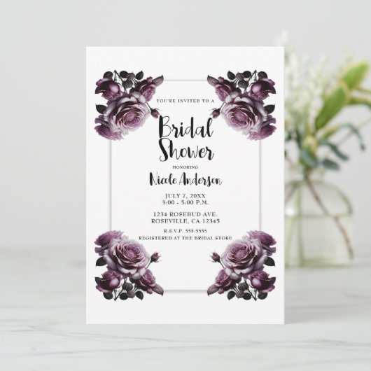 Fijne Wijn Roze Rozen Shabby Douche Kaart (Staand voorkant)