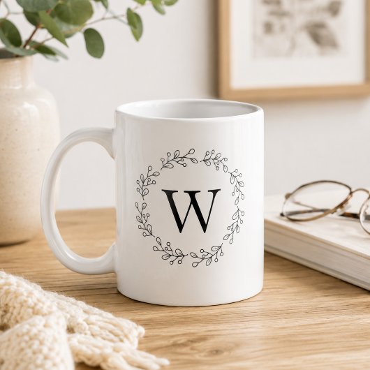 Fijne Wijnrankenkrans Monogram Koffiemok