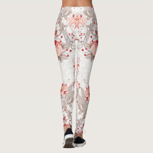 Fijne wijnstokbloemen naadloze Leggings van het pa (Achterkant)