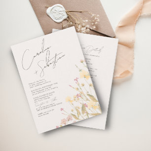 Fijne Wildbloemen Ivoor RSVP QR Code Bruiloft Kaart