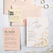 Fijne Wildbloemen Ivoor RSVP QR Code Bruiloft Kaart