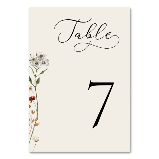 Fijne Wildbloemen Ivoor Trouwtafel nummer 7 Kaart (Achterkant)