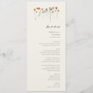 Fijne wilde bloem   Beige Tuin Huwelijksdiner Menu