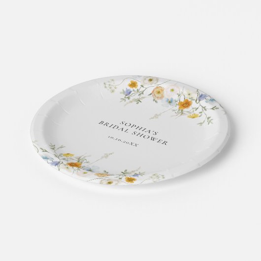 Fijne wilde bloem papieren bordje (Gekanteld)