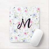 Fijne Wilde Bloem Script Monogram M Coquette Muismat (Met muis)