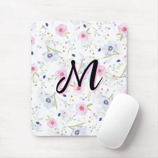 Fijne Wilde Bloem Script Monogram M Coquette Muismat (Met muis)