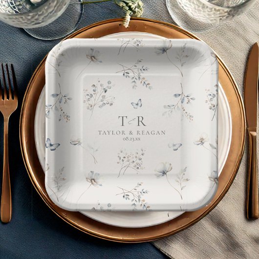 Fijne Wilde Bloem Waterverf Patroon ID1102 Papieren Bordje