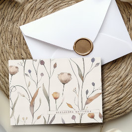 Fijne Wilde Bloemen Aangepaste Naam of Tekst Kaart Notitiekaartje