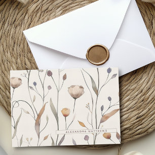 Fijne Wilde Bloemen Aangepaste Naam of Tekst Kaart Notitiekaartje
