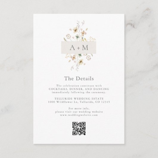 Fijne wilde bloemen bruiloft - Gegevens Informatiekaartje (Voorkant)