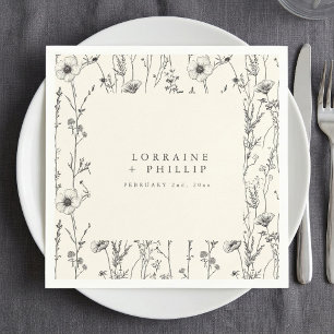 Fijne wilde bloemen bruiloft servet