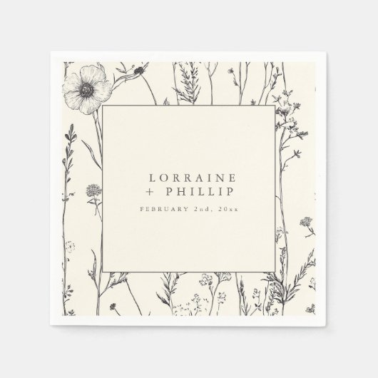 Fijne wilde bloemen bruiloft servet (Voorkant)