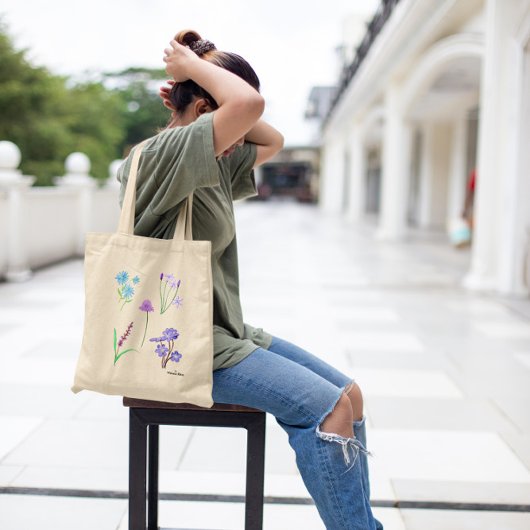 Fijne wilde bloemen in aquarel. tote bag