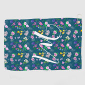 Fijne wilde bloemen in donkerblauw. Custom Golfhanddoek (Horizontaal)