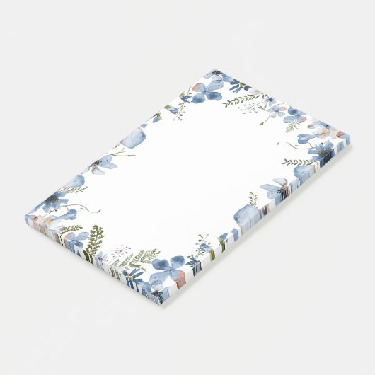 Fijne wilde bloemen in Dusty Blue Post-it® Notes (Schuin)