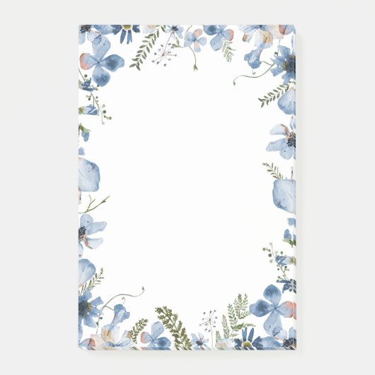 Fijne wilde bloemen in Dusty Blue Post-it® Notes (Voorkant)