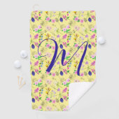 Fijne wilde bloemen in lichtgeel. Custom. Golfhanddoek (Insitu)