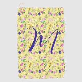 Fijne wilde bloemen in lichtgeel. Custom. Golfhanddoek