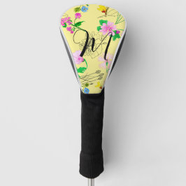 Fijne wilde bloemen in lichtgeel. Custom. Golfheadcover