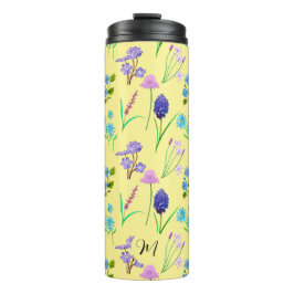 Fijne wilde bloemen in lichtgeel. Custom. Thermosbeker