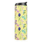 Fijne wilde bloemen in lichtgeel. Custom. Thermosbeker (Gedraaid links)