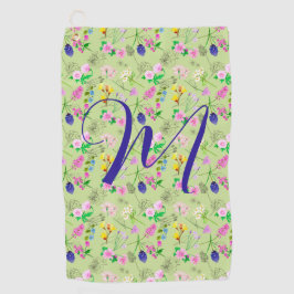 Fijne wilde bloemen in lichtgroen. Custom. Golfhanddoek