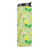 Fijne wilde bloemen in lichtgroen. Custom. Thermosbeker (Gedraaid links)