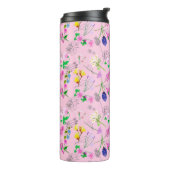 Fijne wilde bloemen in lichtroze. Custom. Thermosbeker (Gedraaid links)