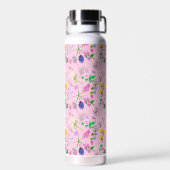 Fijne wilde bloemen in lichtroze. Custom. Waterfles (Achterkant)