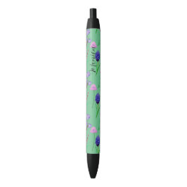Fijne wilde bloemen in mint aquarellen zwarte inkt pen