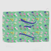 Fijne wilde bloemen in mintgroen. Custom Golfhanddoek (Horizontaal)