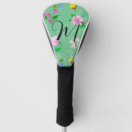 Fijne wilde bloemen in mintgroen. Custom Golfheadcover