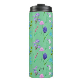 Fijne wilde bloemen in mintgroen. Custom. Thermosbeker