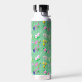 Fijne wilde bloemen in mintgroen. Custom. Waterfles (Links)