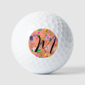 Fijne wilde bloemen in sinaasappel. Custom Golfballen (Voorkant)