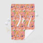 Fijne wilde bloemen in sinaasappel. Custom. Golfhanddoek (Insitu)