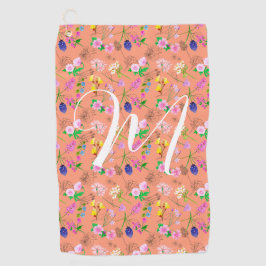 Fijne wilde bloemen in sinaasappel. Custom. Golfhanddoek