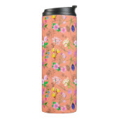 Fijne wilde bloemen in sinaasappel. Custom. Thermosbeker (Gedraaid links)