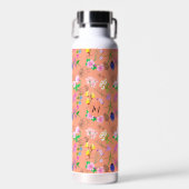 Fijne wilde bloemen in sinaasappel. Custom. Waterfles (Voorkant)