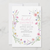 Fijne Wilde Bloemen Krans Bruidsdouche Kaart (Voorkant)