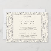 Fijne wilde bloemen patroon bruiloft uitnodiging (Voorkant)
