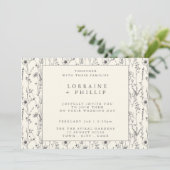Fijne wilde bloemen patroon bruiloft uitnodiging (Staand voorkant)