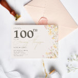 Fijne wilde bloemen Roze Geel 100e verjaardag Kaart<br><div class="desc">Een delicaat bloemontwerp voor een grote viering. Met bloemflorale afbeelding met zacht roze en bleke gele kleuren. Andere overeenstemmende stukken in het collectie.</div>