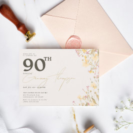 Fijne wilde bloemen Roze Geel 90e verjaardag Kaart