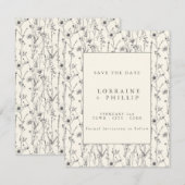 Fijne wilde bloemen tuin bruiloft save the date (Voorkant / Achterkant)