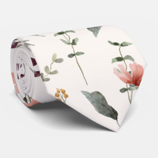 Fijne Wilde Bloemenweide Bloempatroon Monogram Stropdas