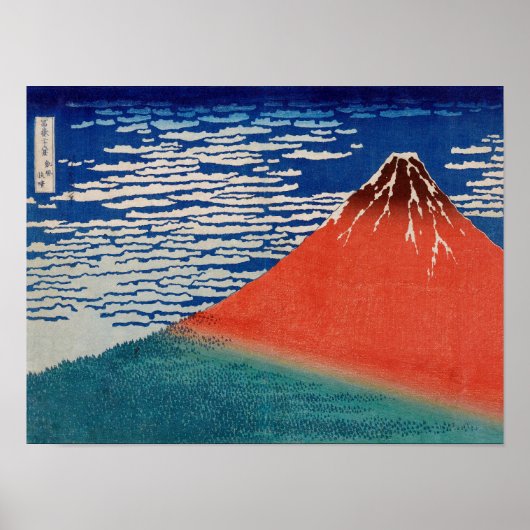 Fijne wind, heldere ochtend (rode Fuji) Poster (Voorkant)