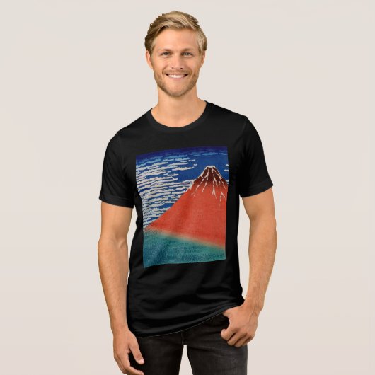 Fijne wind, heldere ochtend (rode Fuji) Tri-Blend Shirt (Voorkant volledig)
