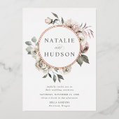 Fijne WinterFloral Lijst Weddenschap Folie Uitnodiging (Voorkant)